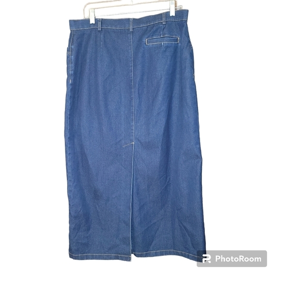 Vintage Haggar medium wash denim jean maxi skirt back slit petite - Picture 3 of 8